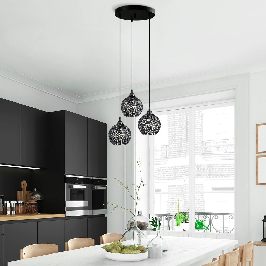 Candeeiro Suspenso Hay – Preto – 40 x 40 x 113 cm