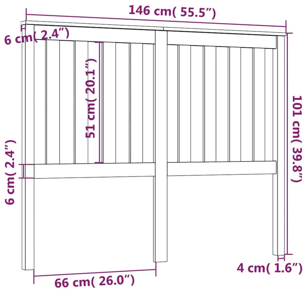 Cabeceira de cama 146x6x101 cm pinho maciço castanho mel