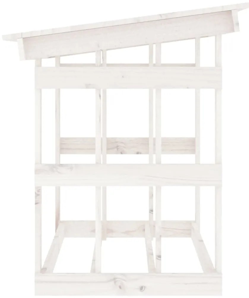 Suporte para lenha 108x64,5x77 cm pinho maciço branco