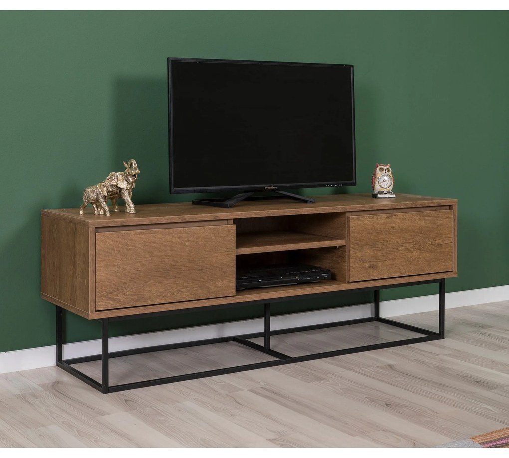 Conjunto de Mobiliário de Sala de Estar Laxus – Nogueira/Preto – 90x39