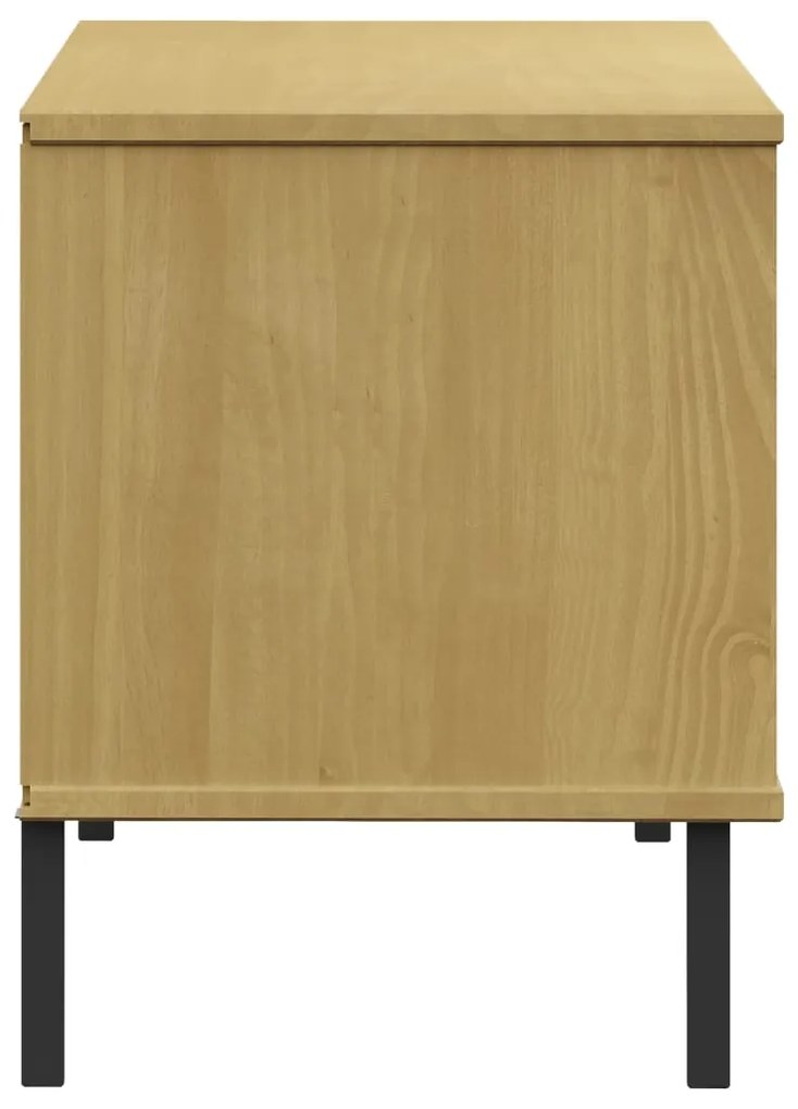 Sapateira pernas metal 106x35x45cm madeira maciça OSLO castanho
