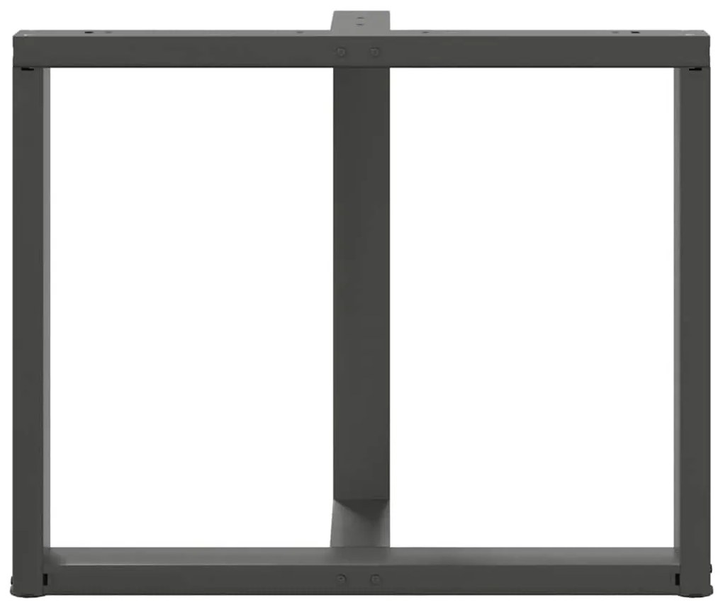 Pés para mesa de jantar em forma de T, 2 peças, antracite, 90x35x(72-7