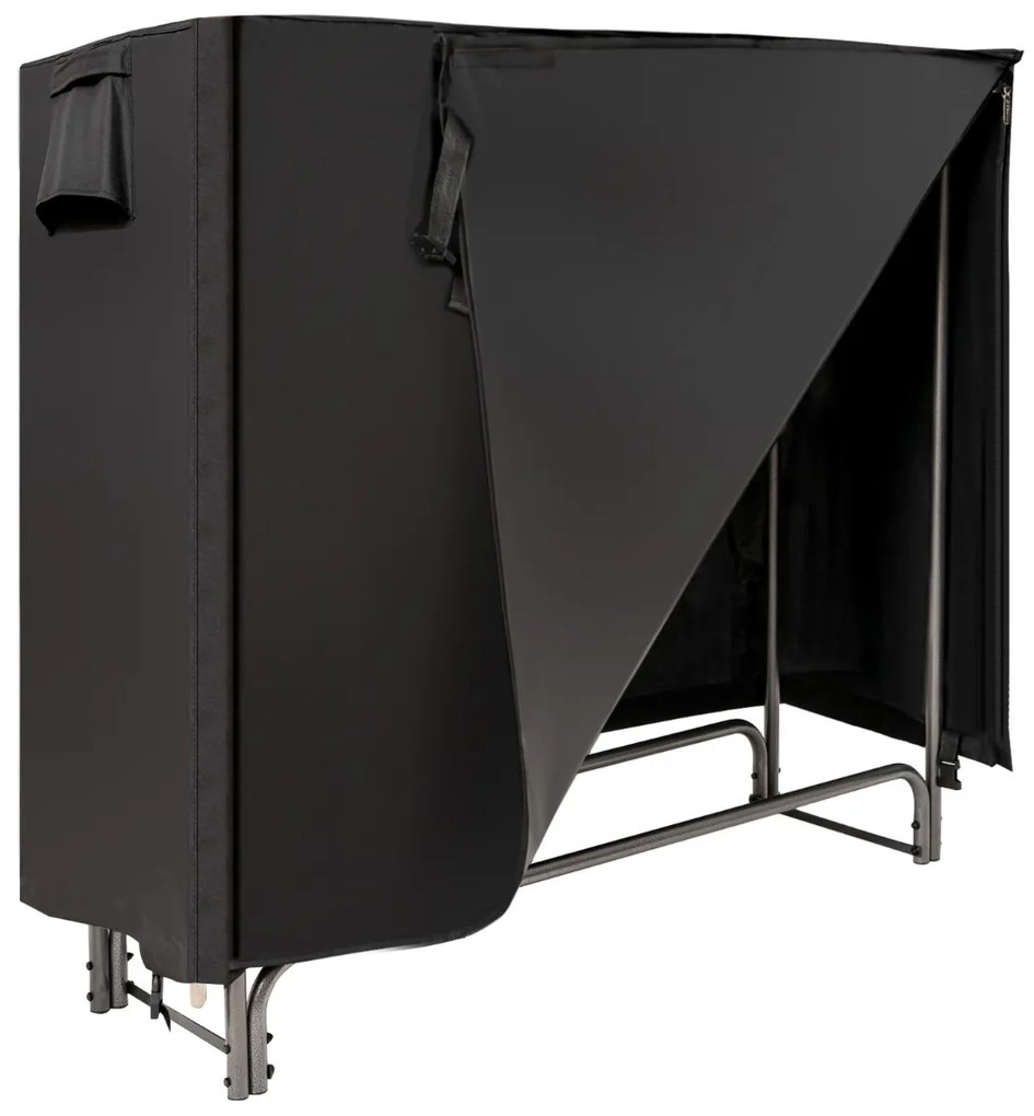 Suporte para Lenha 122,5 Suporte feito de ferro durável com capa de PVC à prova d'água 122,5x35,5x122,5 cm