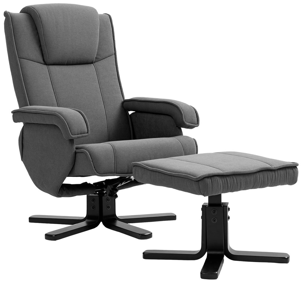 HOMCOM Poltrona Relaxante Balançável Capa de Tecido em Imitação de Veludo Poltrona Giratória Estofada Estrutura de Madeira Cinza | Aosom Portugal