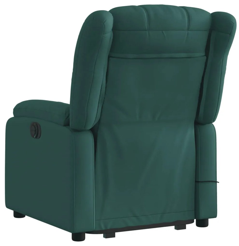 Poltrona elétrica elevatória massagens tecido verde-escuro