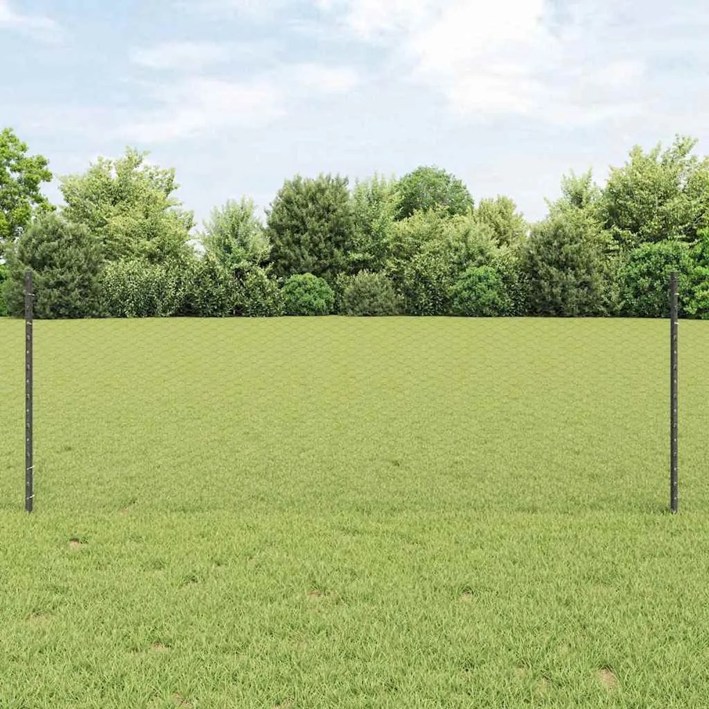 Postes de Cerca vidaXL 11 pcs U-Channel Cinza 80 cm Aço