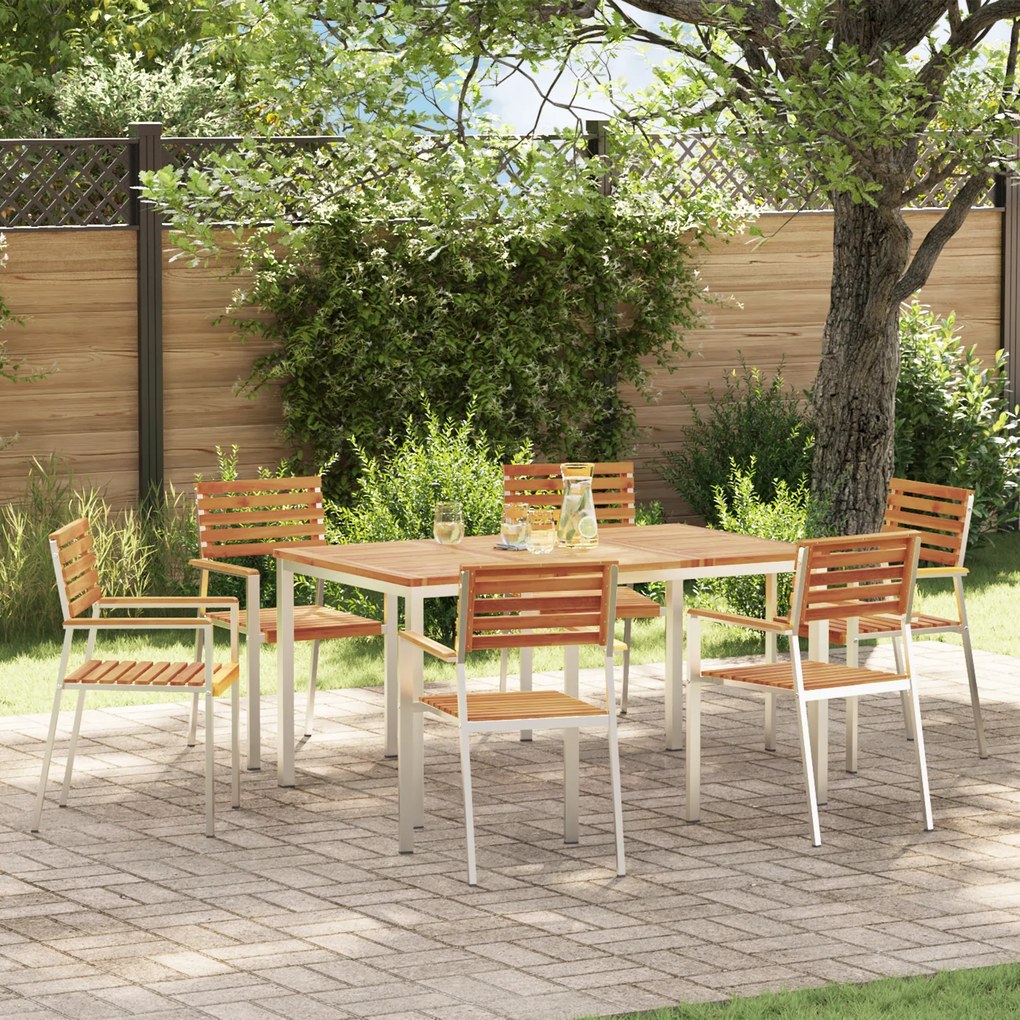 Conjunto de Jantar de Jardim de 7 Peças vidaXL Madeira Sólida de Acácia