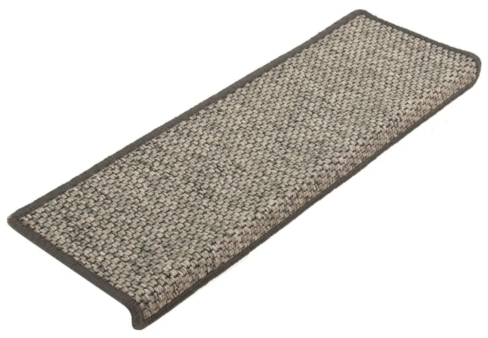 Tapetes de escada adesivos 15 pcs 65x21x4 cm cinzento e bege