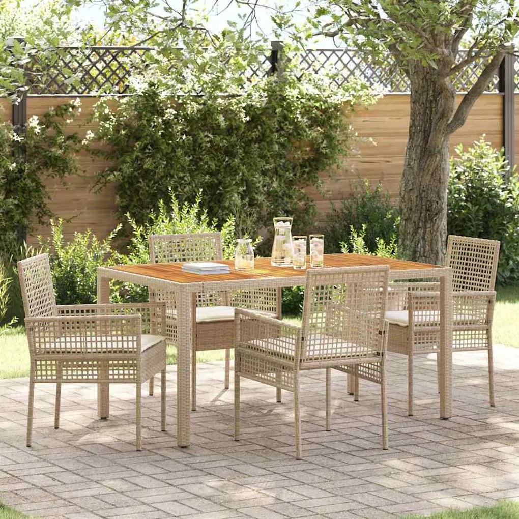 vidaXL Conjunto de Jantar de Jardim com 5 Peças e Almofadas Confortáveis em Rattan Sintético.