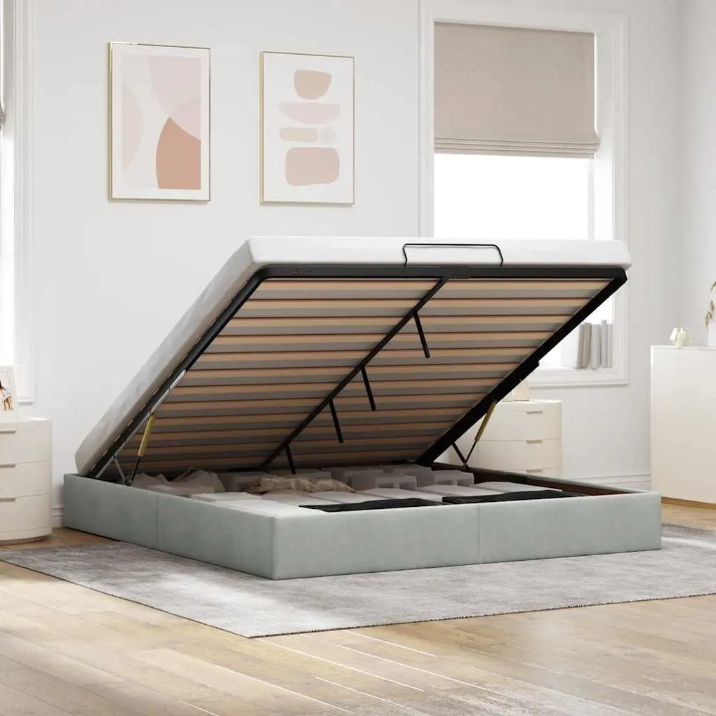 vidaXL Estrutura de cama otomana sem colchão 180x200 cm cinzento claro