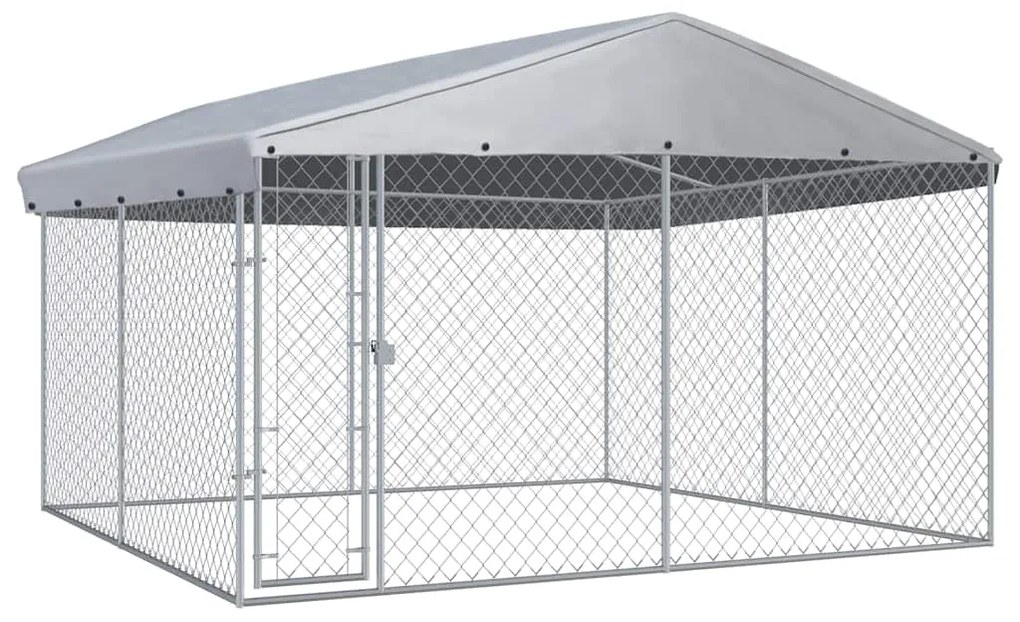 Canil de exterior com telhado 382x382x225 cm