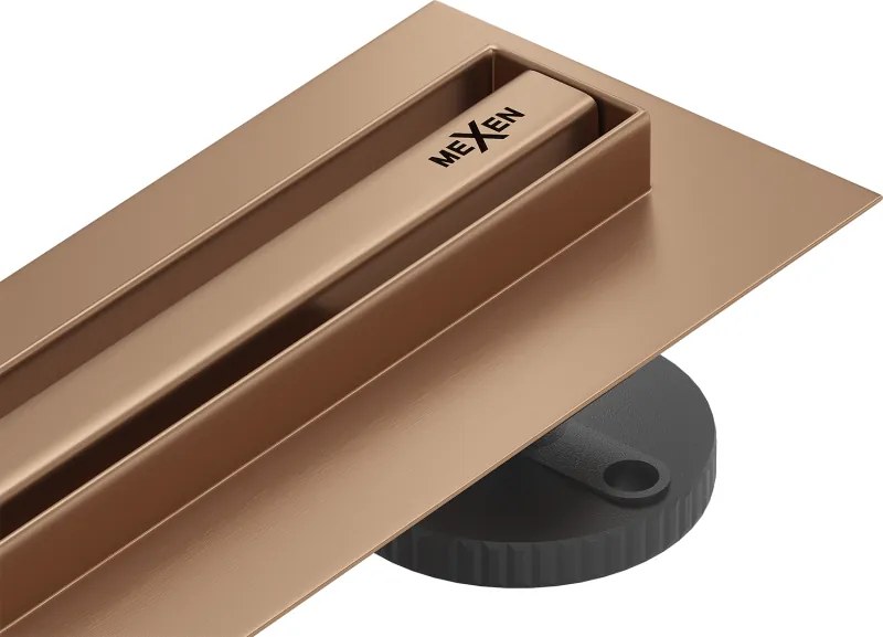 Mexen Flat 360° Slim ralo linear rotativo 130 cm, cobre escovado - 1C41130