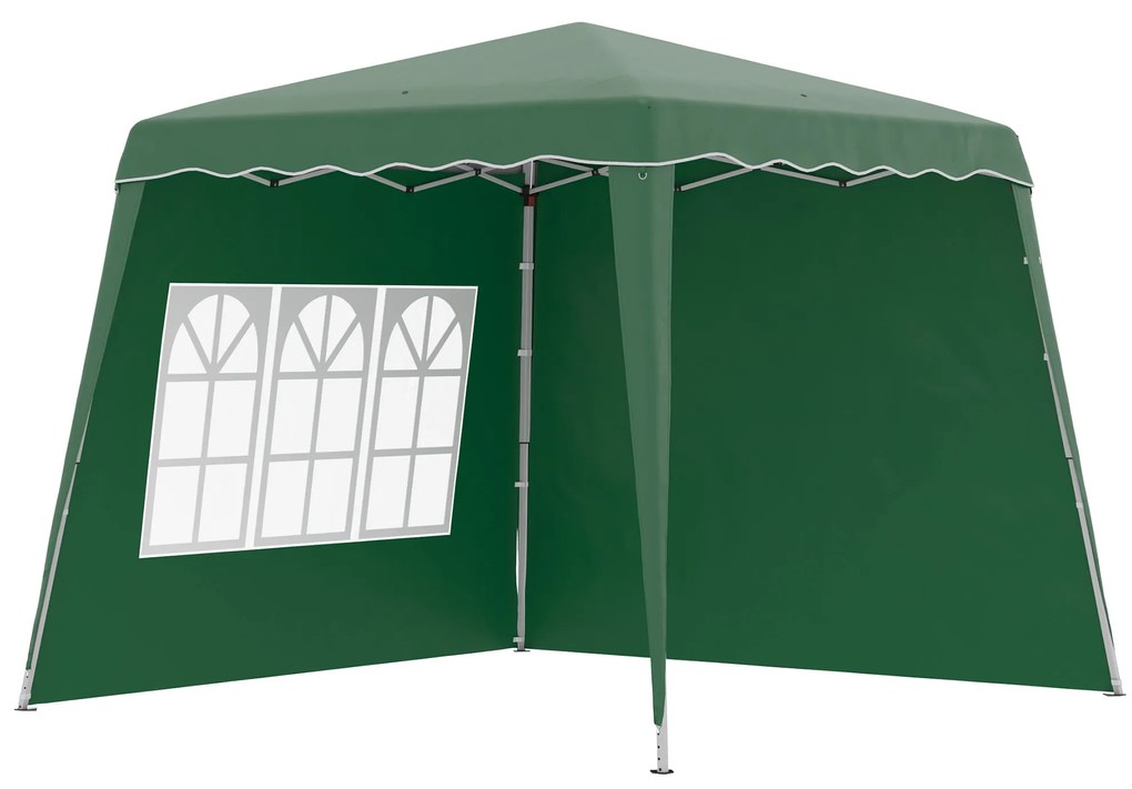 Outsunny Tenda Dobrável de Jardim 240x240 cm com 2 Paredes Laterais Altura Ajustável UV50+ e Bolsa de Transporte Verde | AOSOM Portugal