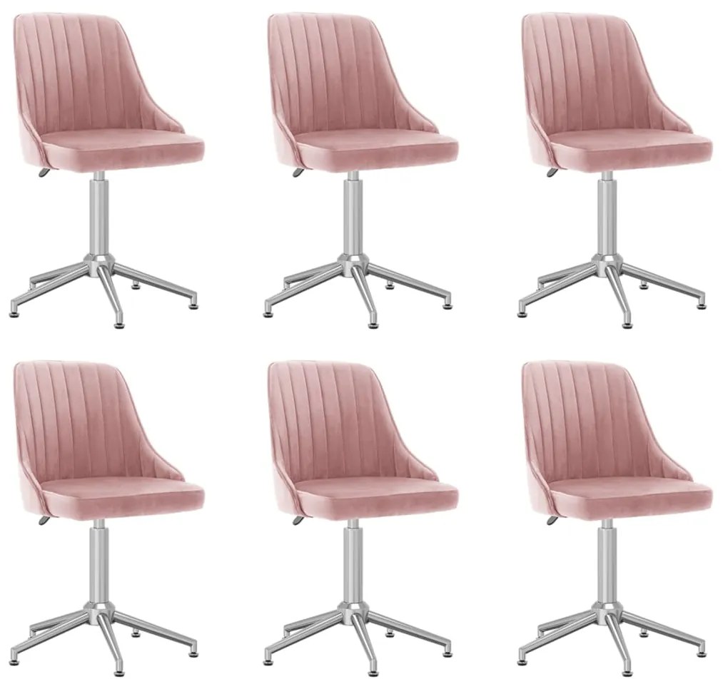 vidaXL Cadeiras de jantar giratórias 6 pcs veludo rosa