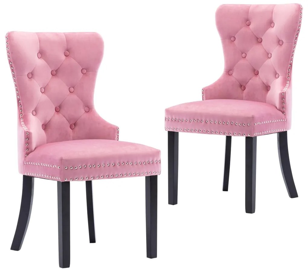 vidaXL Cadeiras de jantar 2 pcs veludo rosa