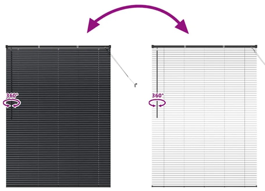 Persiana de Janela com cortinas Outros Manual Preto 135 x 175 cm Alumí