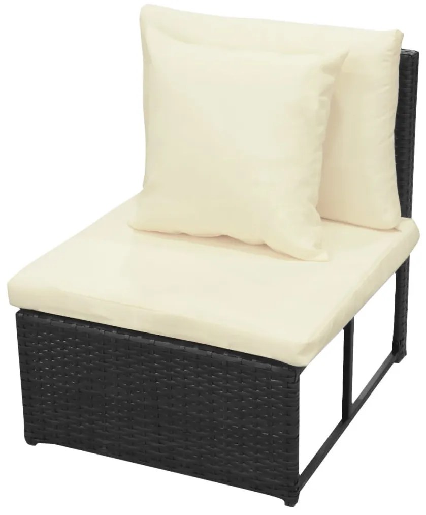 8 pcs conjunto lounge de jardim c/ almofadões vime PE preto