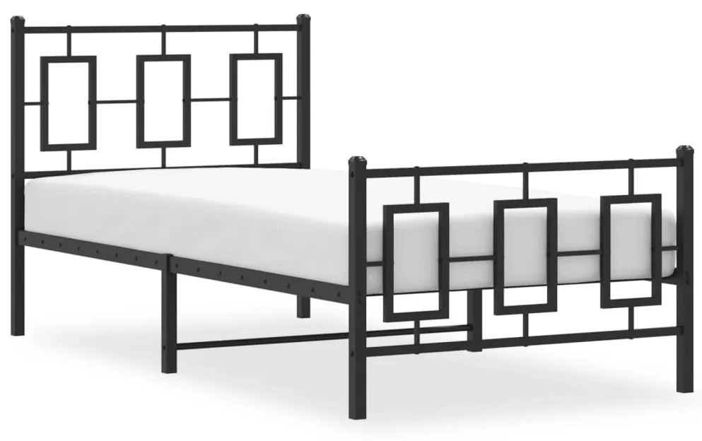 Estrutura de cama com cabeceira e pés 90x190 cm metal preto