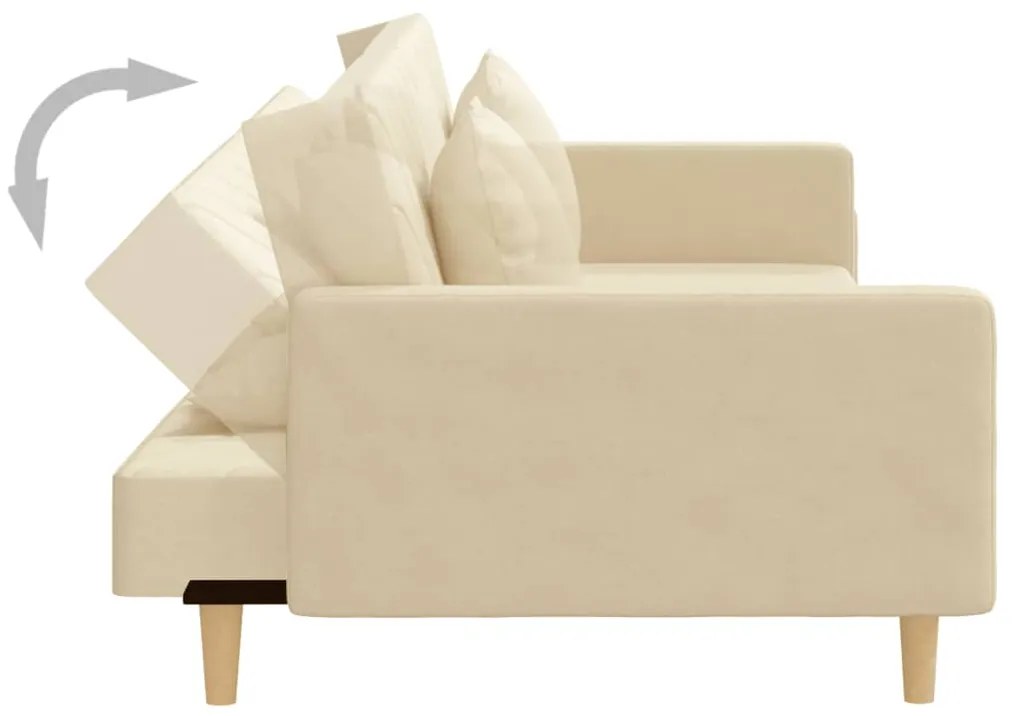 Sofá-cama 2 lugares com duas almofadas tecido cor creme