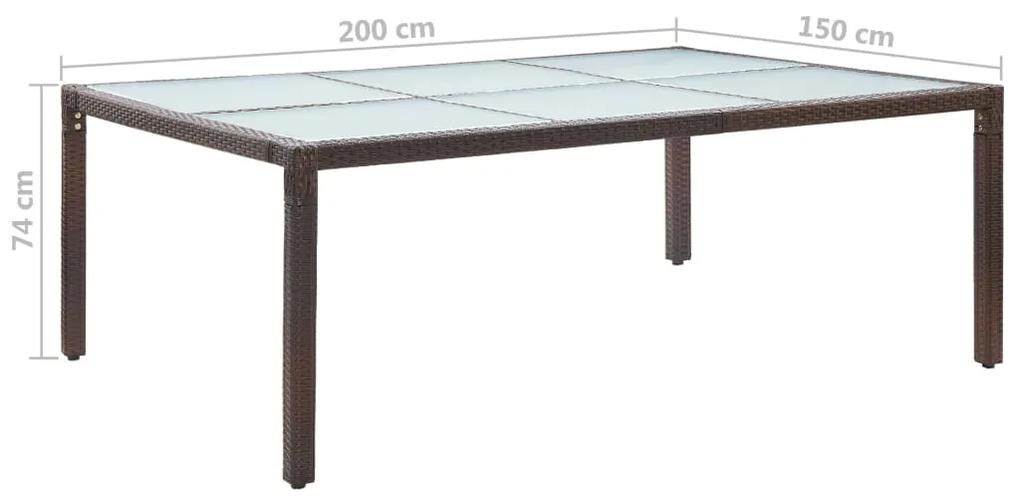 Mesa de jantar p/ exterior 200x150x74 cm vime PE castanho