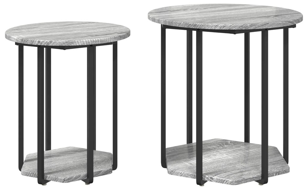 Conjunto de Mesas Laterais 2 pcs em Cinza Sonoma, Madeira Revestida e