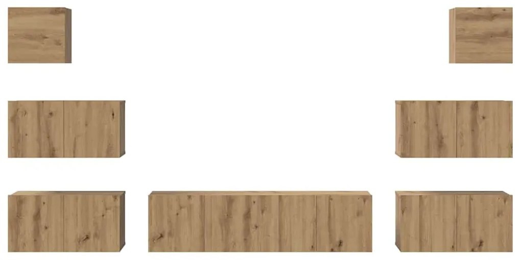 Conjunto de móvel de TV 8 pcs carvalho artisiano