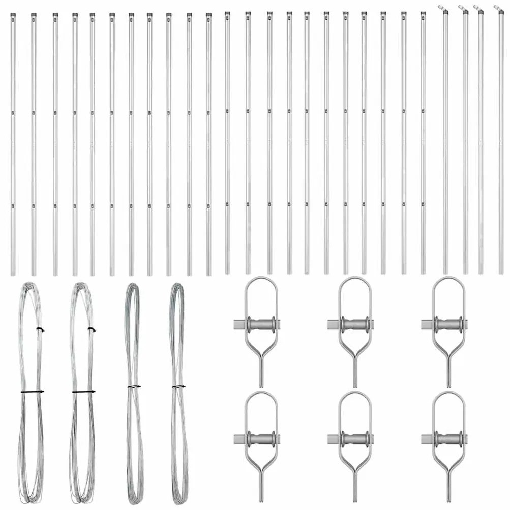 Postes de Cerca - 26 unidades, Ø32 mm, 210 cm de Aço Galvanizado