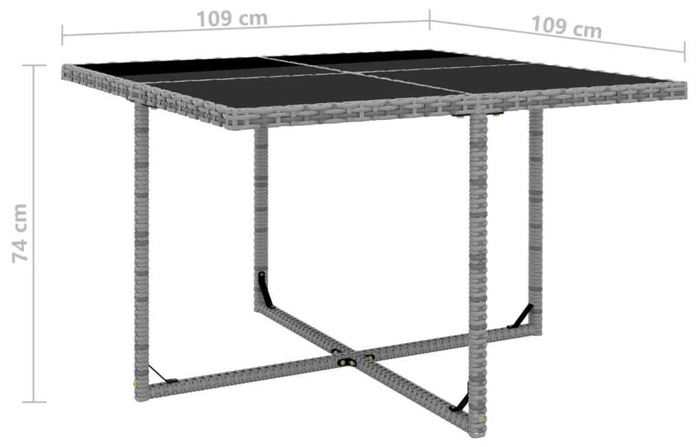 Conjunto de jantar para jardim 13 pcs vime PE cinzento