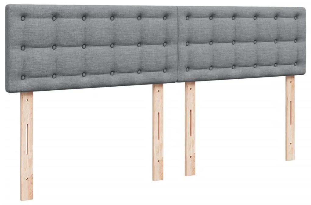 Cama com molas/colchão 200x200 cm tecido cinza-claro