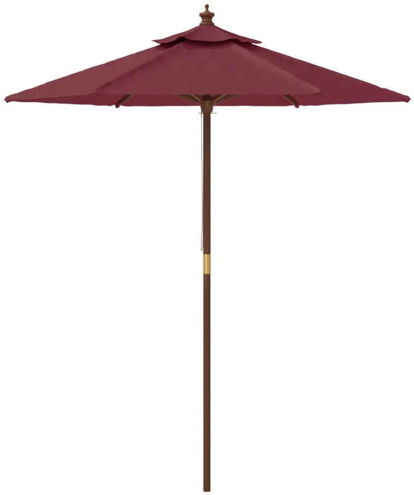 Guarda-sol de jardim com poste de madeira 196x231 cm bordô
