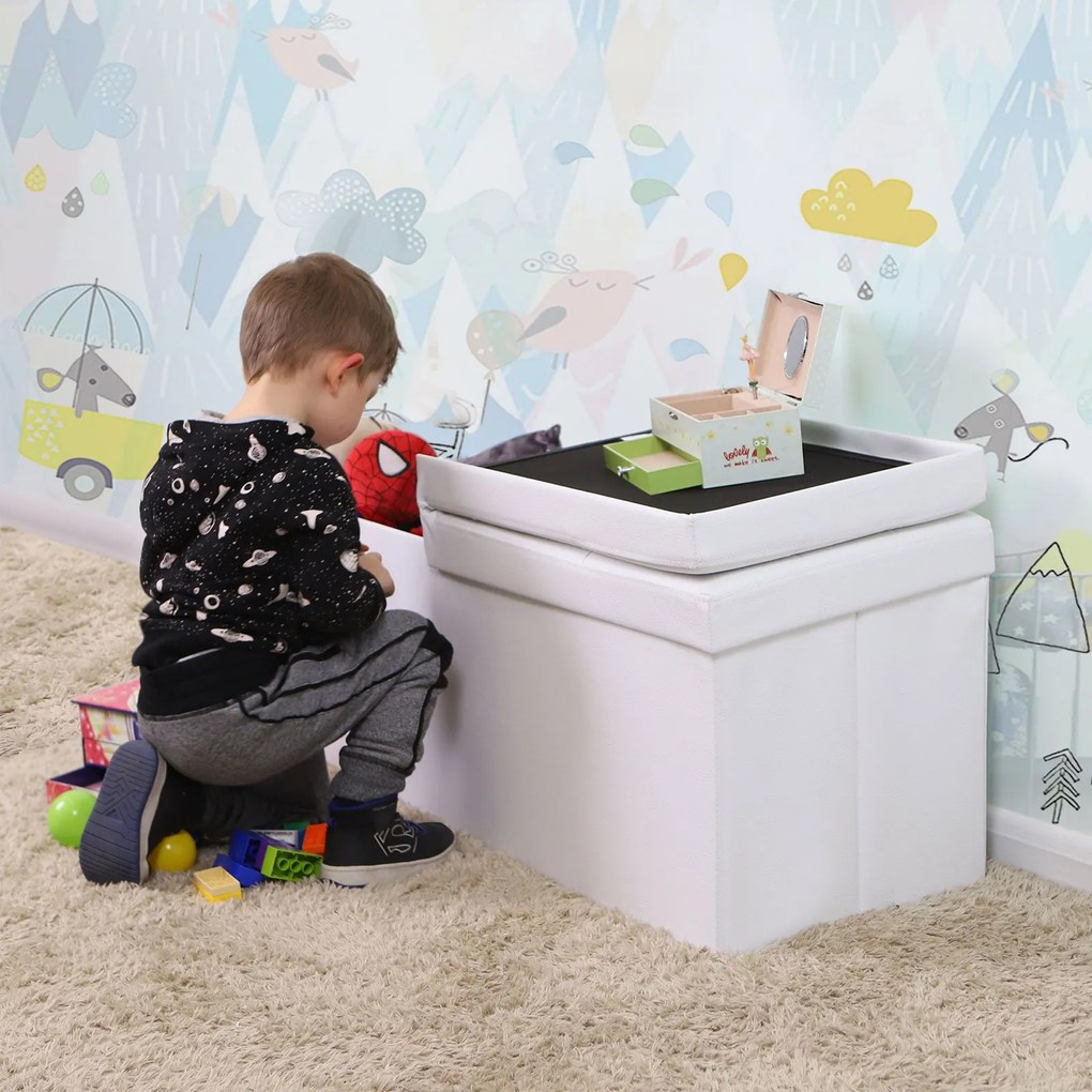 Banco arrumação ou entrada 110 x 38 x 38 cm em imitação de pele, tampa com dobradiças branco