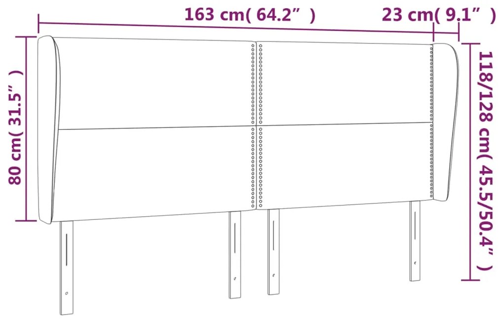 Cabeceira cama abas tecido 163x23x118/128 cm cinza-acastanhado