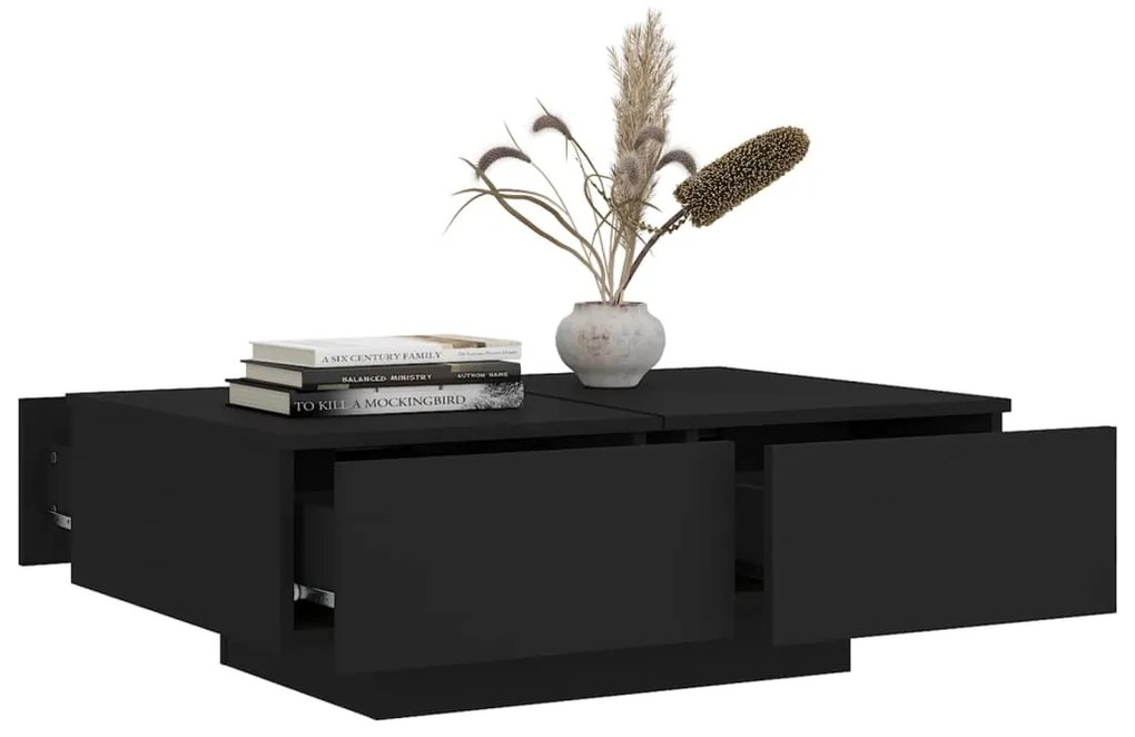 Mesa de Centro Davi com 4 Gavetas - Preto Mate - Design Moderno