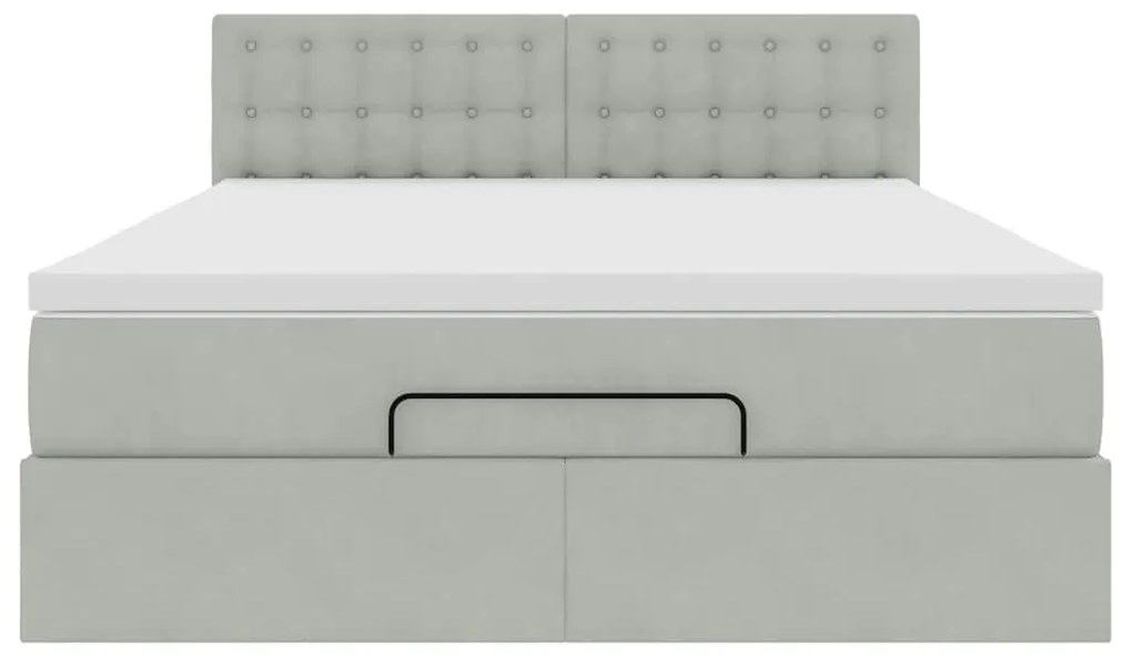 Estrutura de cama otomana com colchão 140x190 cm cinzento claro
