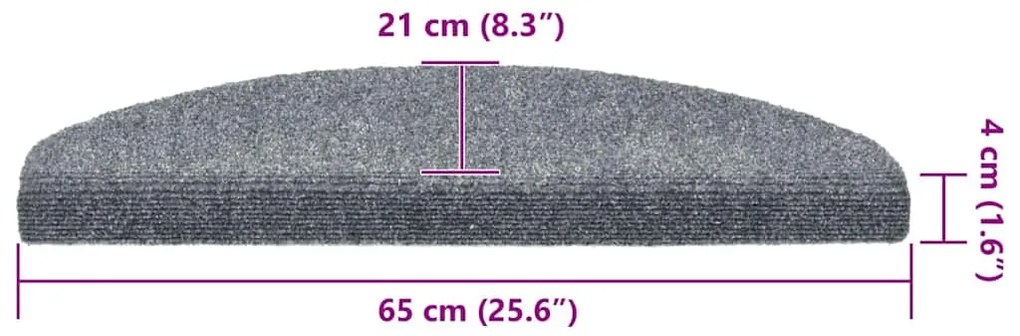 Tapetes de escada autoadesivos 30 pcs 65x21x4cm cinzento-claro