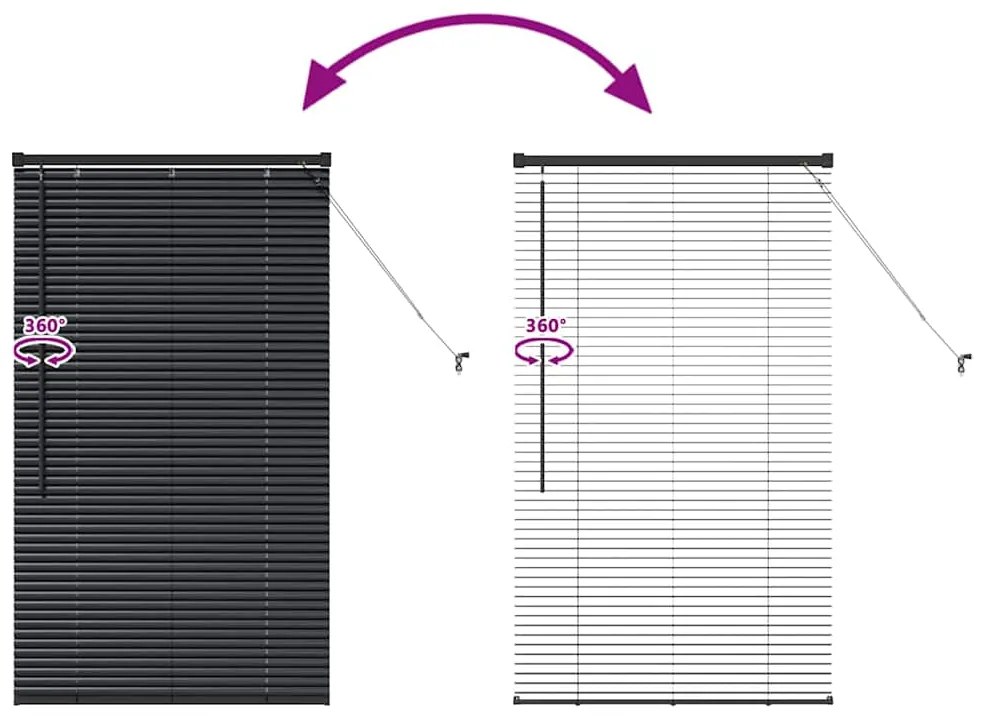 Persiana de Janela com cortinas Outros Manual Preto 80 x 130 cm Alumín