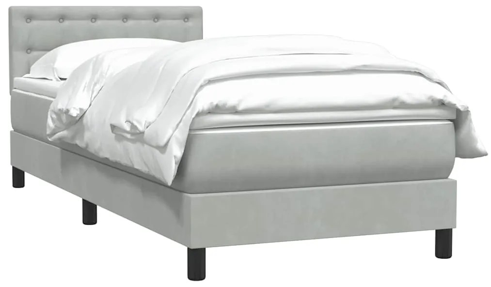 Cama com molas/colchão cinzento-claro 80x220 cm veludo