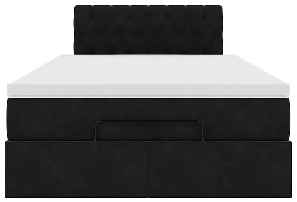 Estrutura de cama otomana com colchão 120x200 cm veludo preto