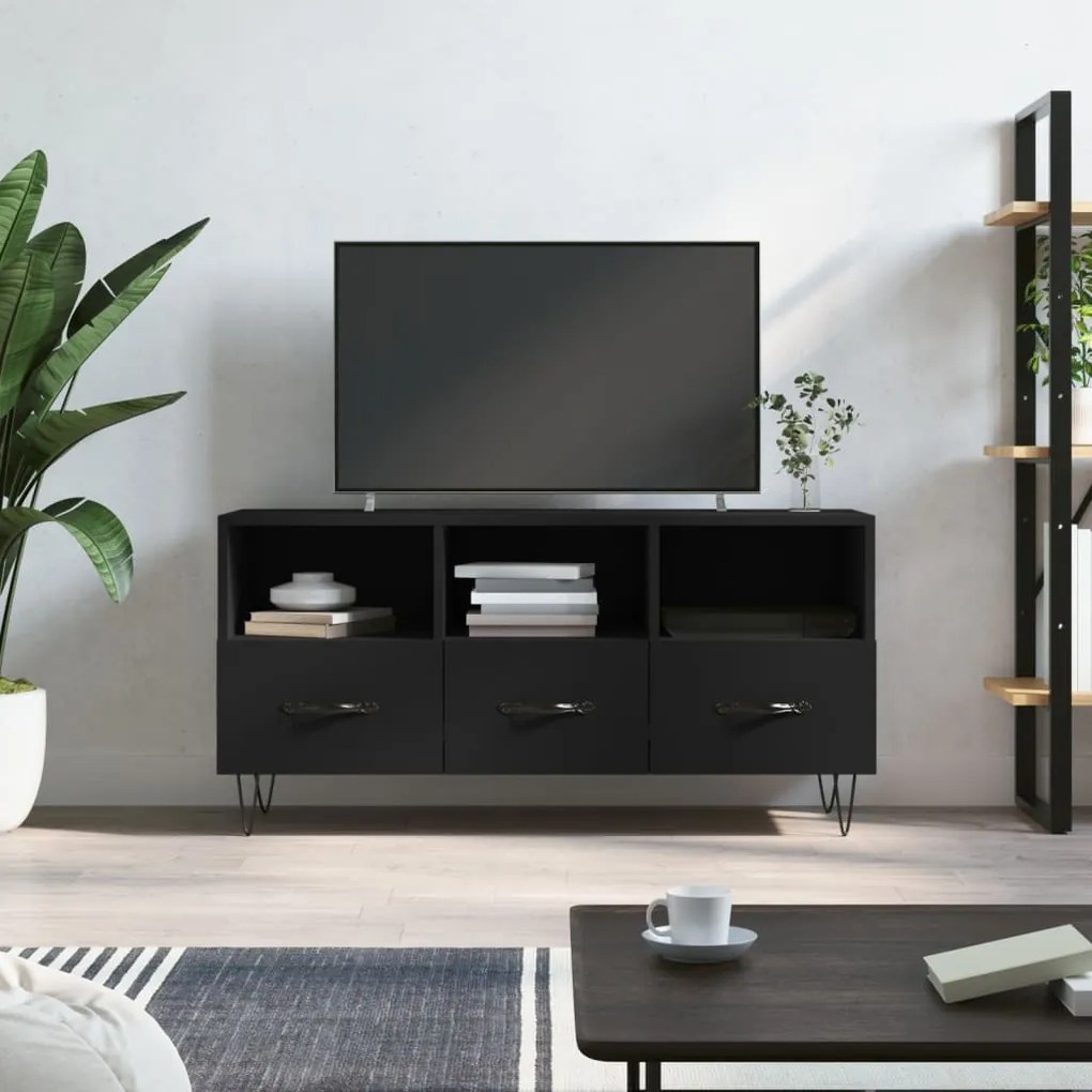 vidaXL Móvel de TV 102x36x50 cm derivados de madeira preto