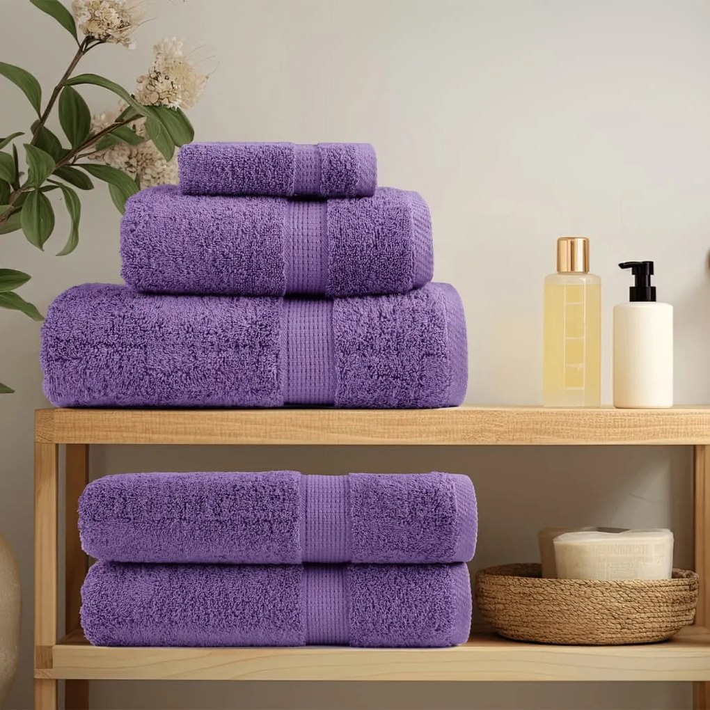 12pcs Conjunto toalhas banho premium SOLUND 600 gsm roxo