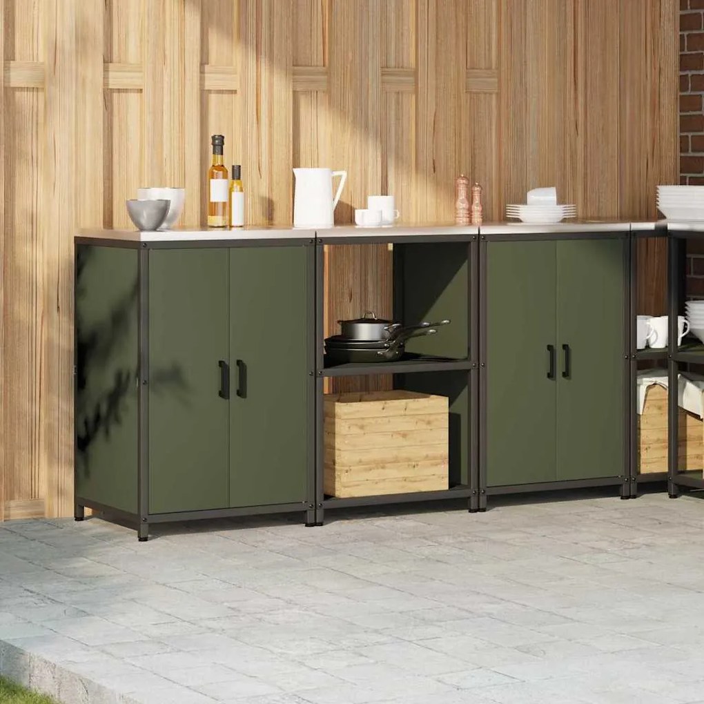 Conjunto de Armazenamento de Cozinha 3 pcs Verde Oliva