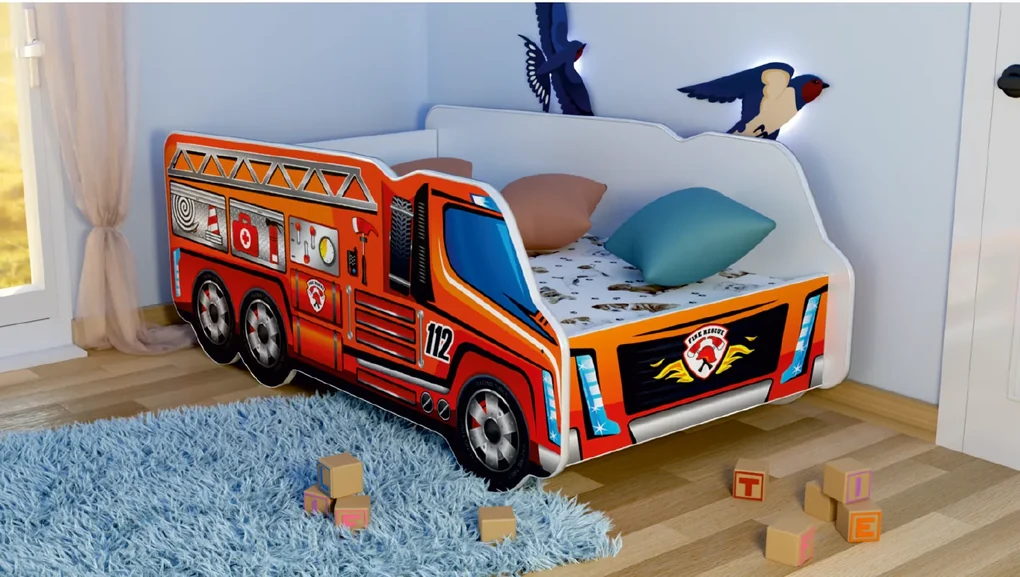 CAMA INFANTIL CRIANÇAS CAMIÃO OFERTA COLCHÃO 140x70 BOMBEIROS VERMELHO