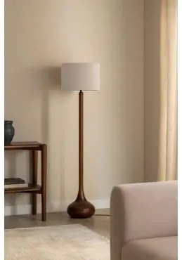 Luminária De Chão Em Madeira De Manga Adelaide Madeira De Cabo Escuro & Branco Partido Ø40 Cm - ↑30 Cm Arlina - Sklum