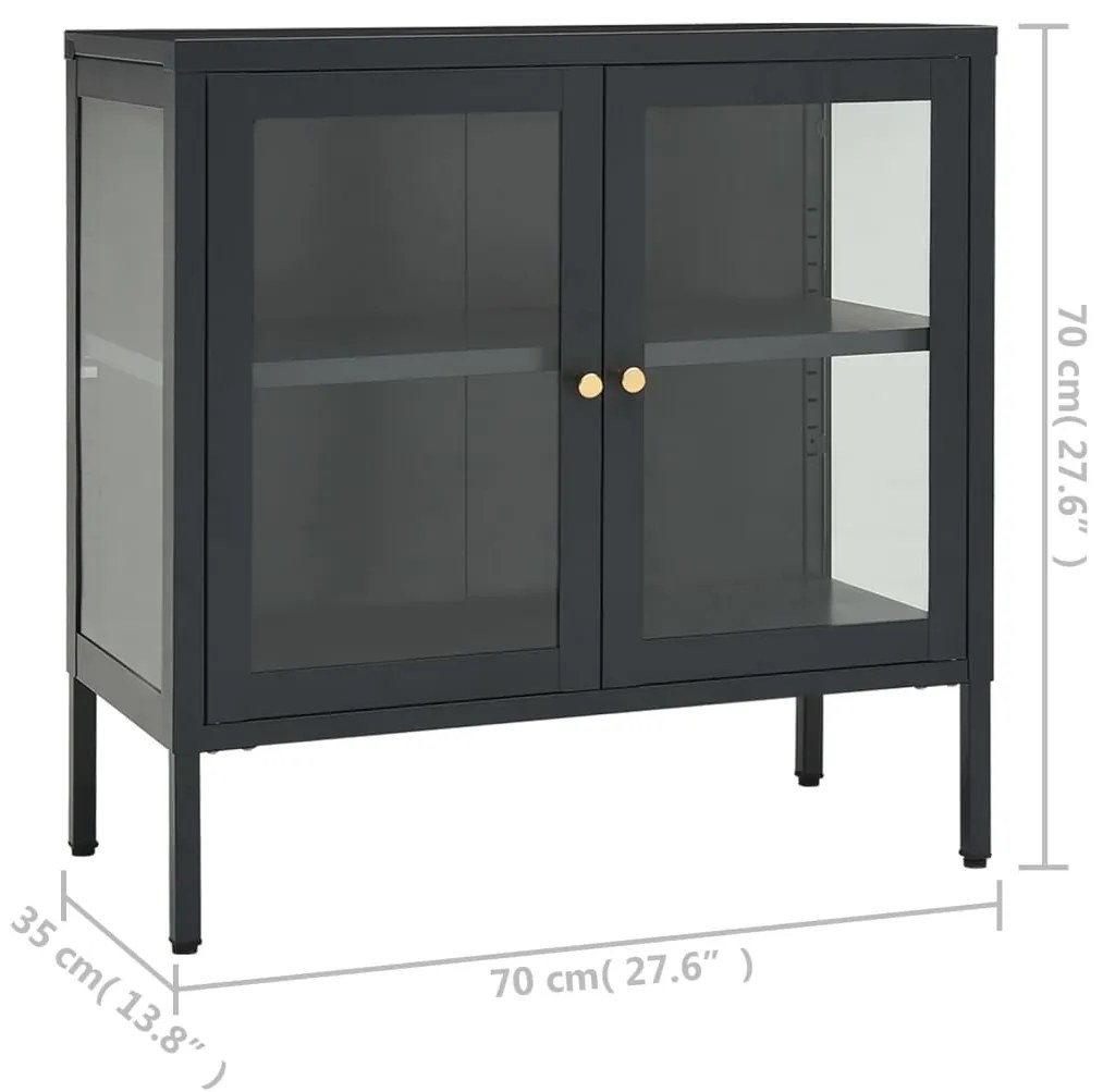 Aparador 70x35x70 cm vidro e aço antracite