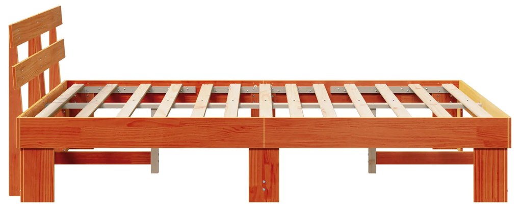 Estrado de Cama com Cabeceira Castanho Encerado 140x200 cm Madeira Mac