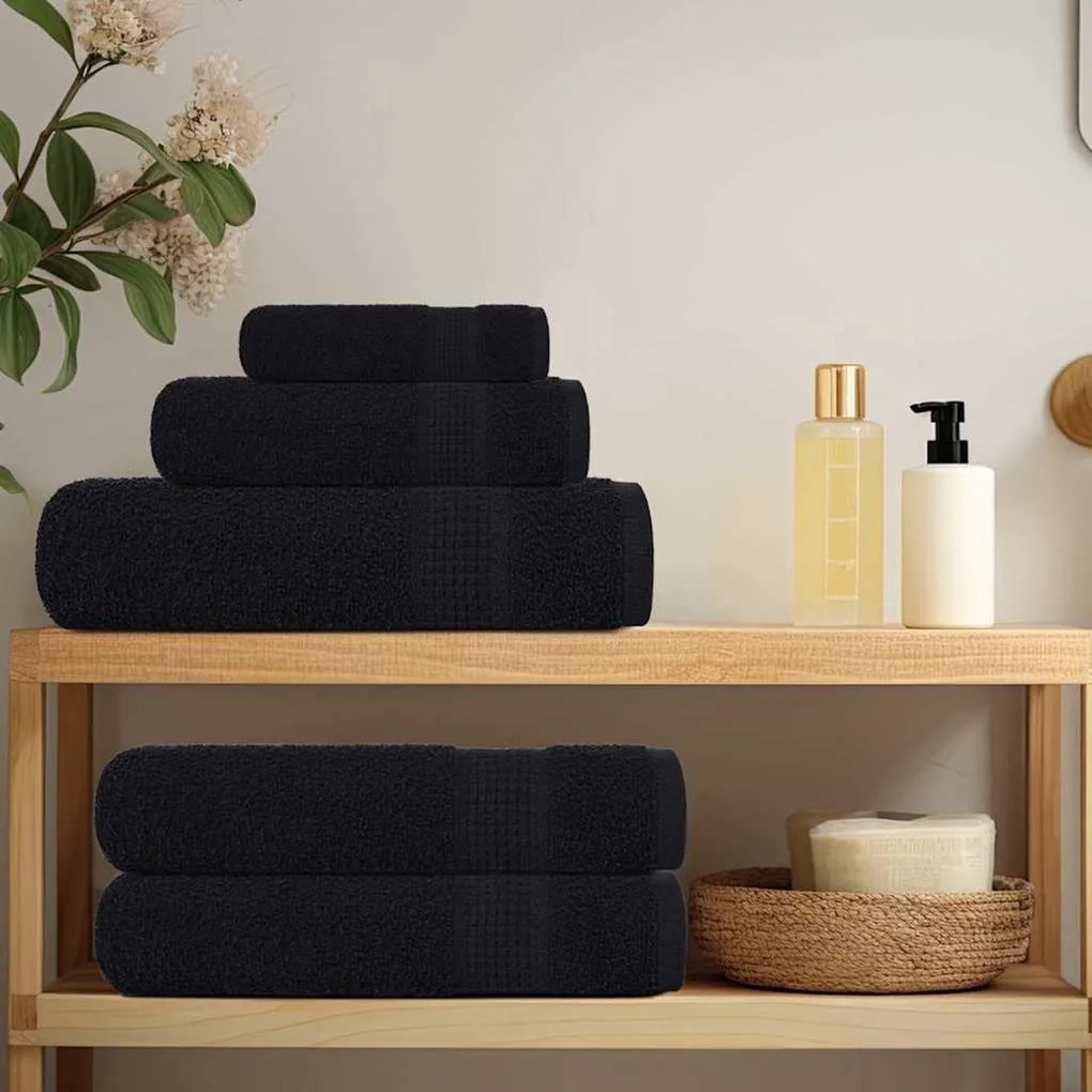 Toalhas de bidé 2 pcs 30x50 cm 360 gsm 100% algodão preto