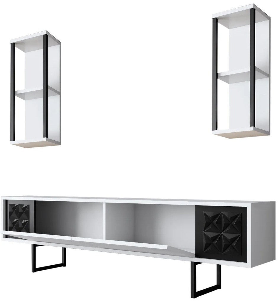 Conjunto de Mobiliário de Sala – Black Line Set – Branco e Preto