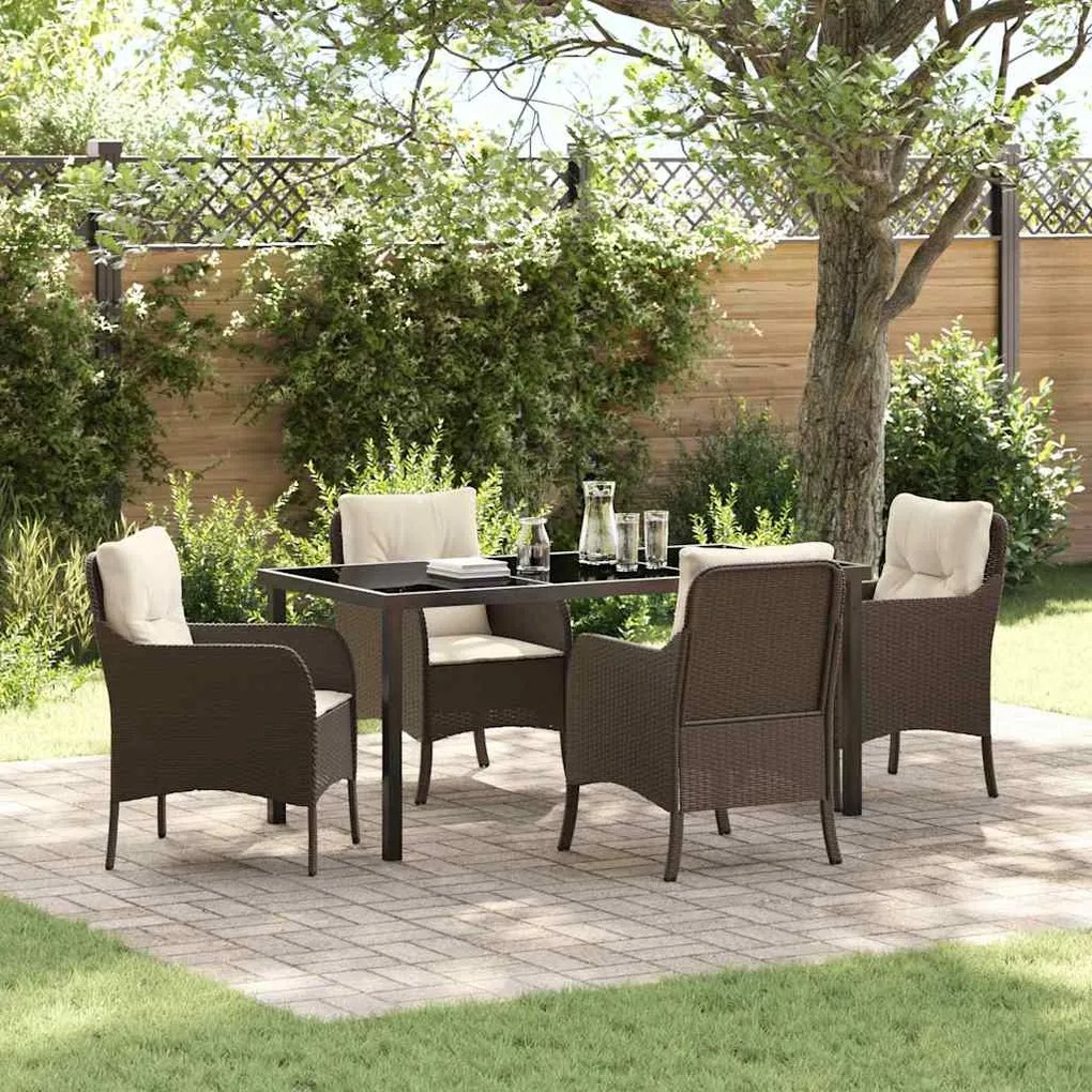 vidaXL Conjunto de Jantar para Jardim 5 pcs Castanho Rattan Sintético