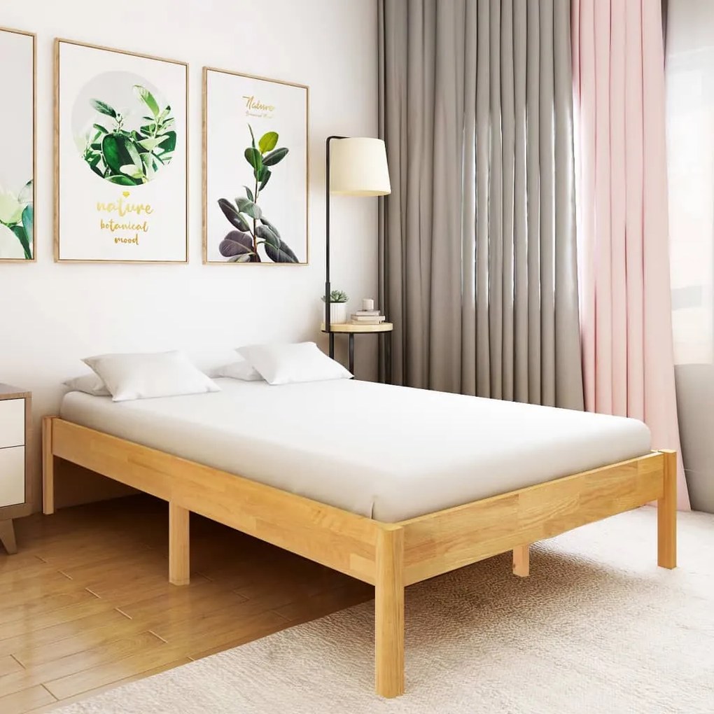 vidaXL Estrutura de cama 140x200 cm madeira carvalho maciça