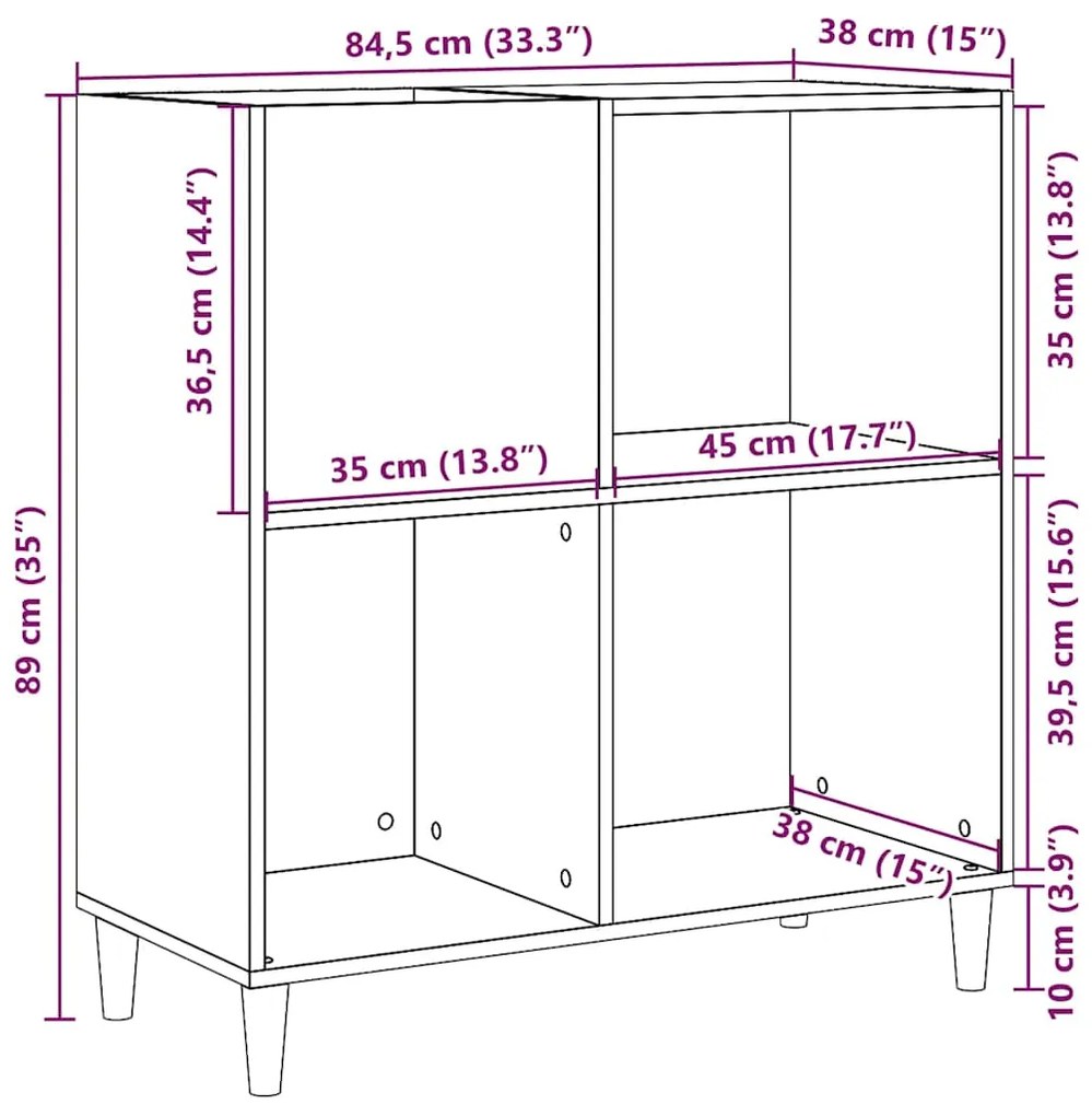 Armário para discos 84,5x38x89 cm deriv. madeira madeira velha